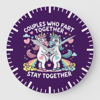 Grande Horloge Ronde Les couples qui pètent ensemble restent ensemble -
