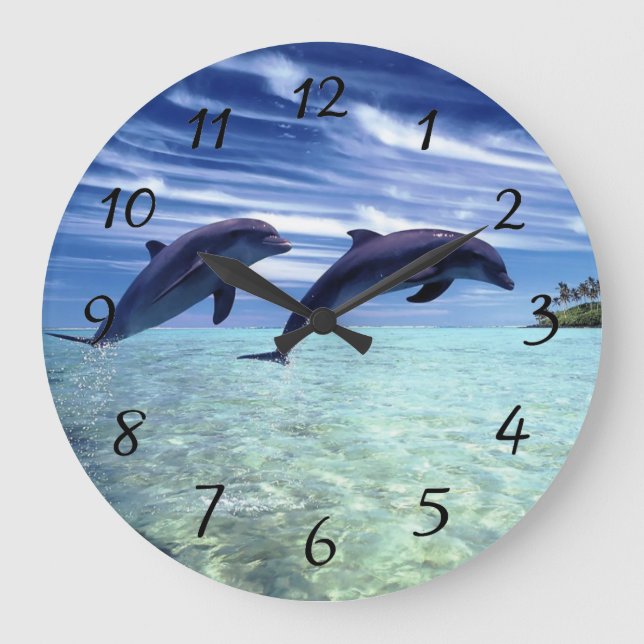 Grande Horloge Ronde Les dauphins dans la nature (Recto)