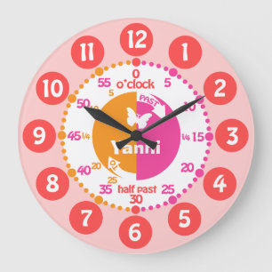 Grande Horloge Ronde Les filles apprennent l'horloge nommée orange