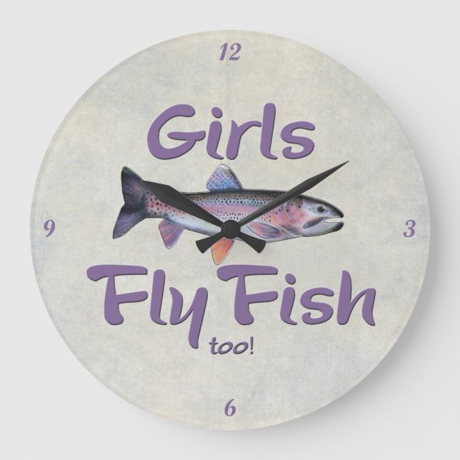 Grande Horloge Ronde Les filles volent aussi du poisson ! Pêche à la tr (Recto)