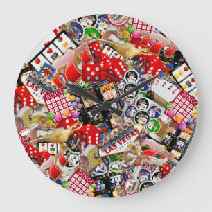 Grande Horloge Ronde Les Gamblers se délectent des icônes de Las Vegas