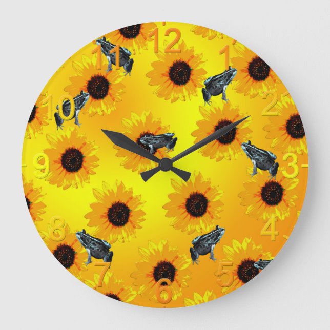 Grande Horloge Ronde "Les grenouilles et les tournesols : un Motif de l (Recto)