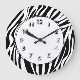 Grande Horloge Ronde Les hordes de la faune de Zebra Stripes