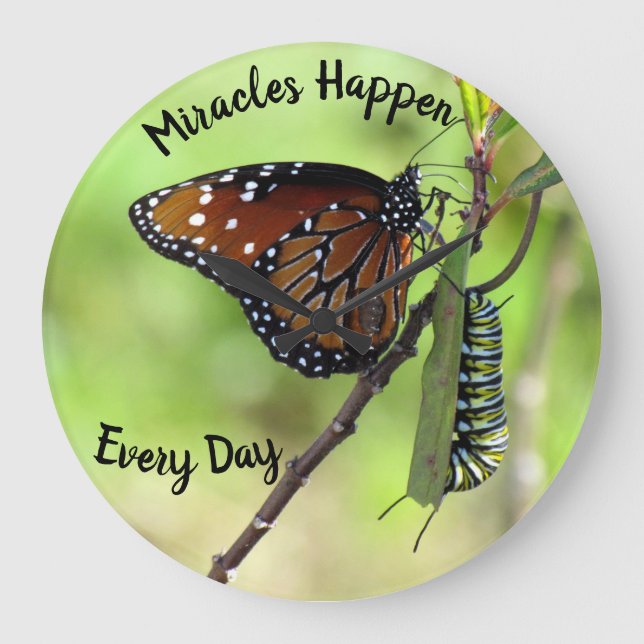 Grande Horloge Ronde Les Miracles Se Passent Tous Les Jours - Clock-Mur (Recto)