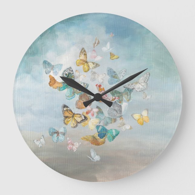 Grande Horloge Ronde Les papillons dans les nuages (Recto)
