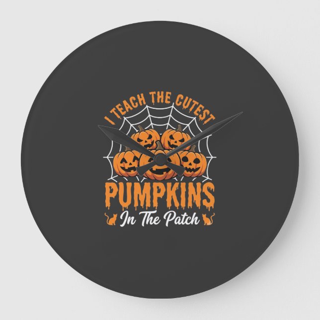 Grande Horloge Ronde Les plus mignons citrouilles dans le patch profess (Recto)