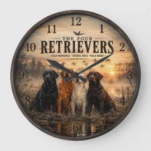 Grande Horloge Ronde Les Quatre Retrievers – Chasse au Canard 