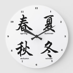 Grande Horloge Ronde Les Quatre Saisons, Kanji Japonais