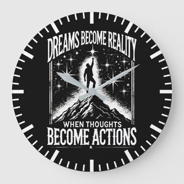 Grande Horloge Ronde Les rêves deviennent réalité quand les pensées dev (Recto)