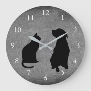 Grande Horloge Ronde Les silhouettes des animaux de compagnie pour chie