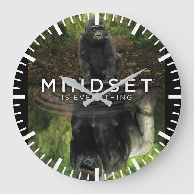 Grande Horloge Ronde L'état d'esprit est tout - Gorilla Motivation (Recto)