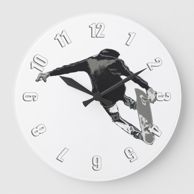 Grande Horloge Ronde "Let's Skate" - Skateboarder (Recto)