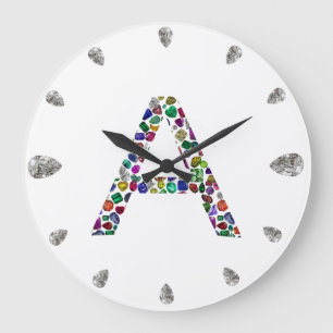Grande Horloge Ronde LETTER-A, made with Gemstones