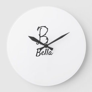 Grande Horloge Ronde Lettre B monogramme noir minimal simple ajouter no