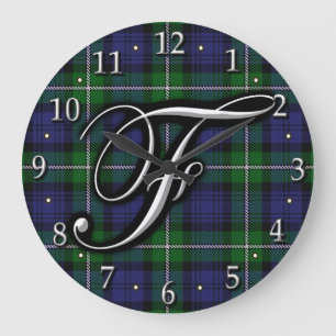 Grande Horloge Ronde Lettre Clan Forbes F Monogramme Tartan