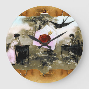 GRANDE HORLOGE RONDE LETTRE VALENTINE ROMANTIQUE, SCEAU DE CIRE ROUGE