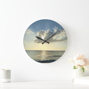 Grande Horloge Ronde Lever de soleil sur la côte tranquille
