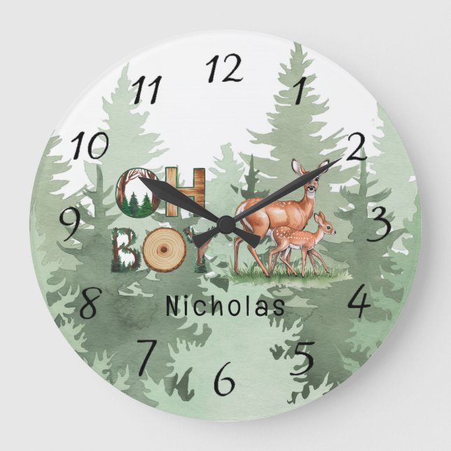 Grande Horloge Ronde L'expression de la nature : Oh garçon Baby shower  (Recto)