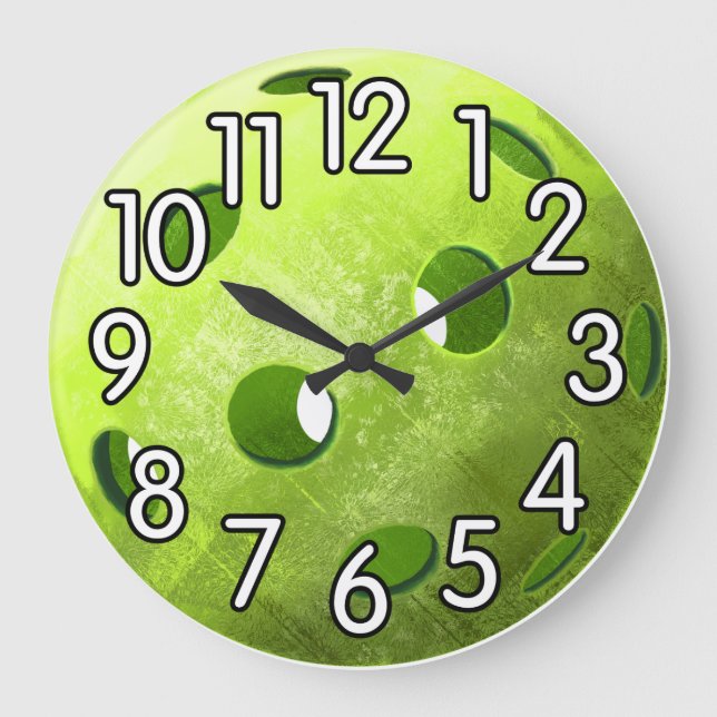 Grande Horloge Ronde L'heure du Pickleball - Vert - (Recto)