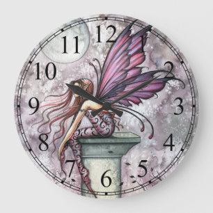 Grande Horloge Ronde L'horloge murale Lookout Fairy Imaginaire Art