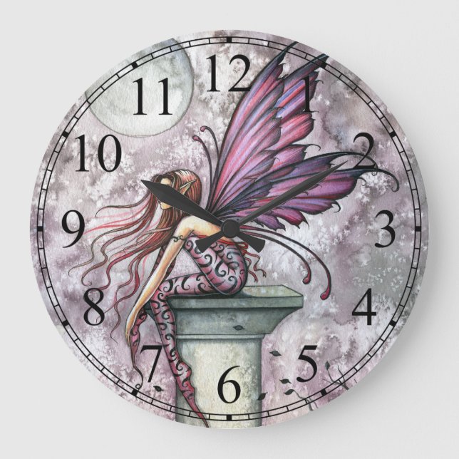 Grande Horloge Ronde L'horloge murale Lookout Fairy Imaginaire Art (Recto)
