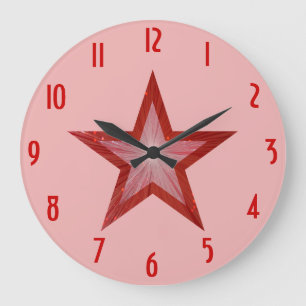 Grande Horloge Ronde L'horloge rouge 'numéros' rond rose