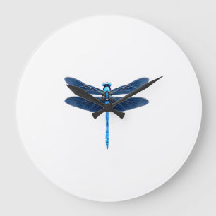 Grande Horloge Ronde Libellule bleue - Ento amateur d'insectes faune