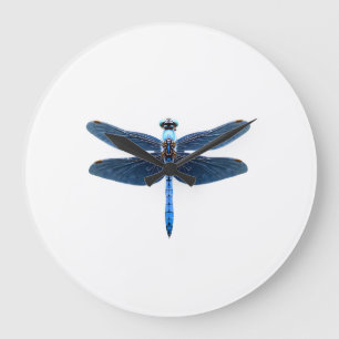 Grande Horloge Ronde Libellule bleue - Ento amateur d'insectes faune