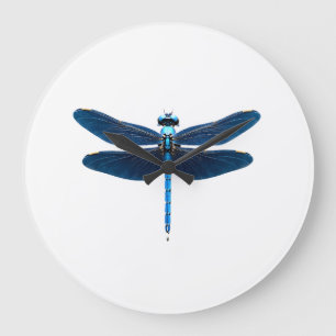 Grande Horloge Ronde Libellule bleue - Ento amateur d'insectes faune