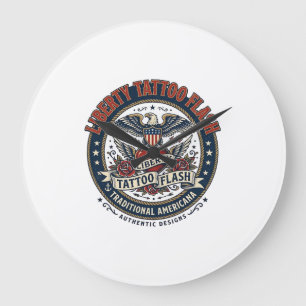 Grande Horloge Ronde Liberty Tattoo Flash Patriotique Tatouage Patrioti