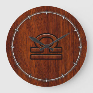 Grande Horloge Ronde Libra Zodiac Sign on Mahogany Brown Style