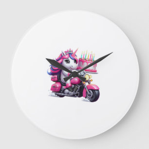 Grande Horloge Ronde Licorne à moto garçons femmes enfants adultes