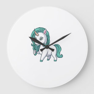Grande Horloge Ronde Licorne avec Crinière à l'Essence Mignon Design de