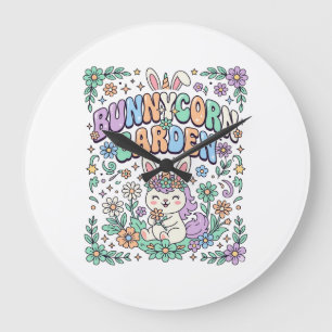 Grande Horloge Ronde Licorne Bunnycorn Jardin Kawaii Typographie Design