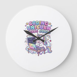 Grande Horloge Ronde Licorne Coding Licorne Debug Squad Marché Charmant