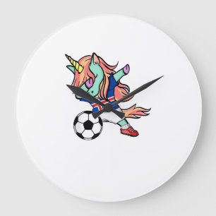 Grande Horloge Ronde Licorne Dabbing Footballeuse Islande Maillot de Fo