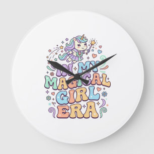 Grande Horloge Ronde Licorne Dans Mon Autocollant Kawaii d'Ère de Fille