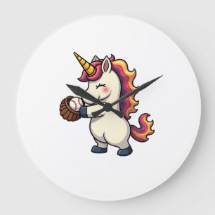 Grande Horloge Ronde Licorne de baseball vintage dabbing vecteur de des