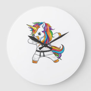 Grande Horloge Ronde Licorne de Dabbing Karaté Taekwondo Enfants Filles