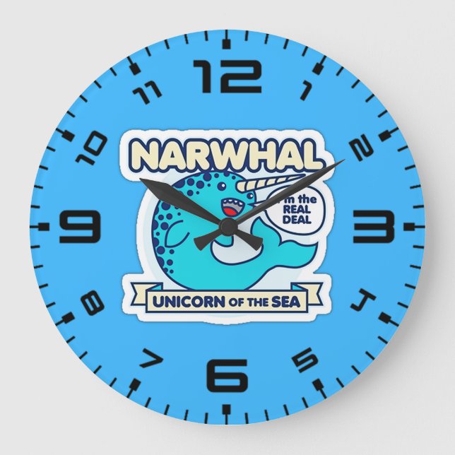 Grande Horloge Ronde Licorne de Narwhal de la mer (Recto)