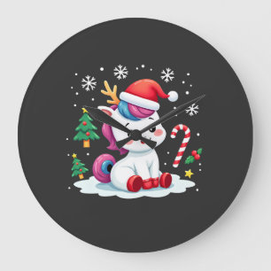 Grande Horloge Ronde Licorne de Noël Mignonne Magique Xmas Filles Tout-