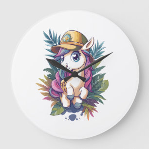 Grande Horloge Ronde Licorne Exploratrice de la Jungle (1)