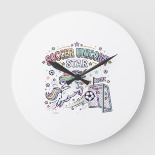 Grande Horloge Ronde Licorne Football Licorne Étoile Drôle Conception V