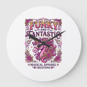 Grande Horloge Ronde Licorne funky et fantastique design stylé Zazzle_