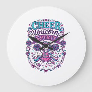 Grande Horloge Ronde Licorne Joie Esprit de Licorne Coloré POD Artwork_