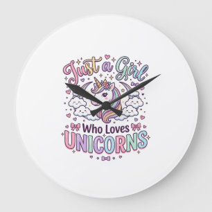 Grande Horloge Ronde Licorne Juste une fille qui aime les licornes fond