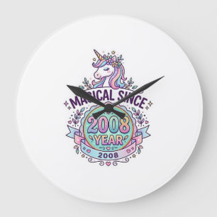 Grande Horloge Ronde Licorne Magique Depuis Année Conception Graphique