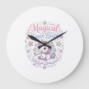 Grande Horloge Ronde Licorne Magique Depuis la Naissance Impression Prê