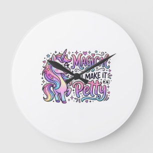 Grande Horloge Ronde Licorne Magique mais Rendez-le Mesquin Idée Cadeau