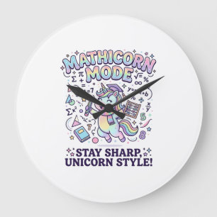 Grande Horloge Ronde Licorne Mathicorne Mode Charmant Fond Blanc D